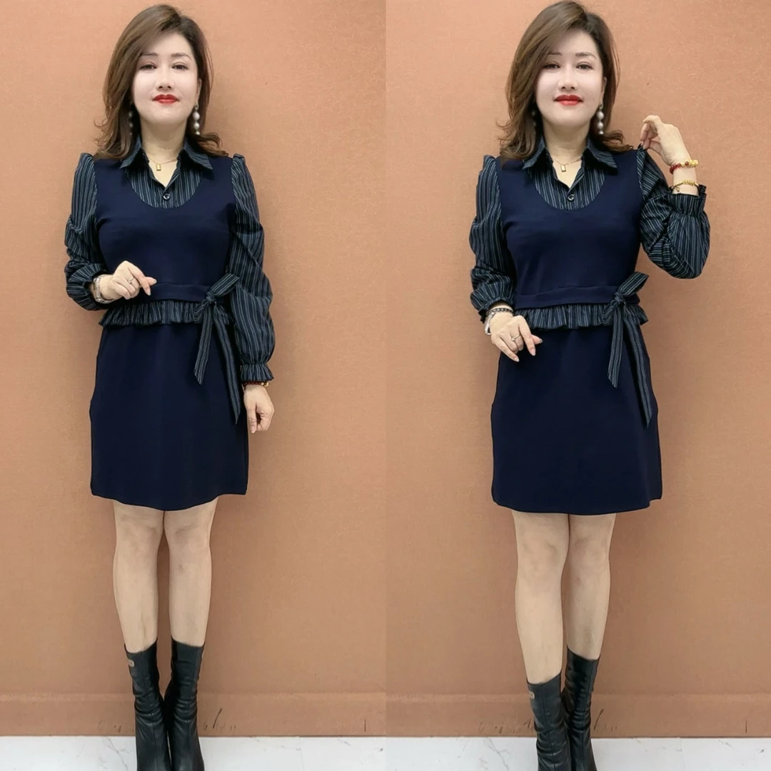 JXL时尚新款修身显瘦气质减龄连衣裙