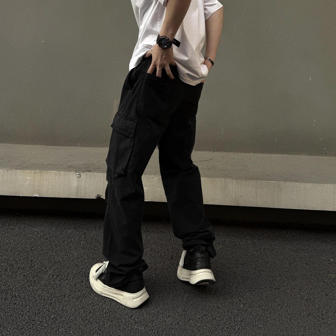 【YUZE】25夏季复古做旧大口袋工装裤潮流百搭宽松阔腿休闲裤68-110
