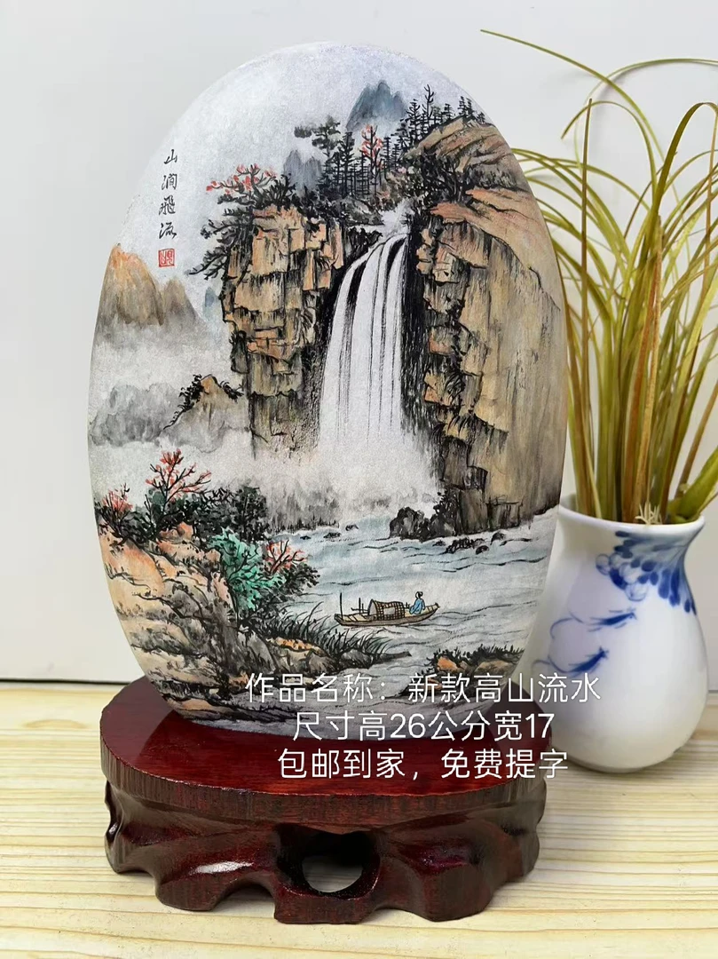 纯手工绘画风景工艺品室内精美摆件