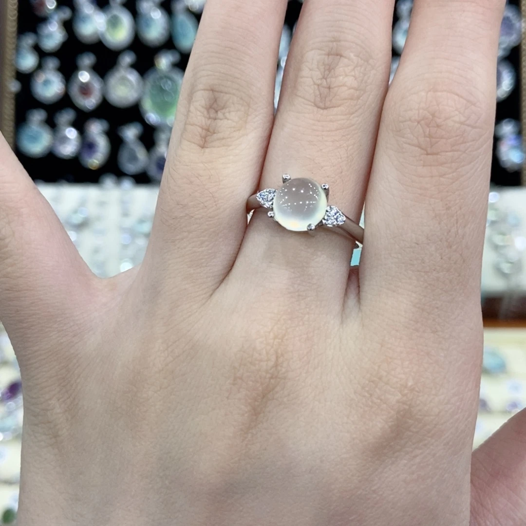 蛇纹石玉银S925镶嵌戒指