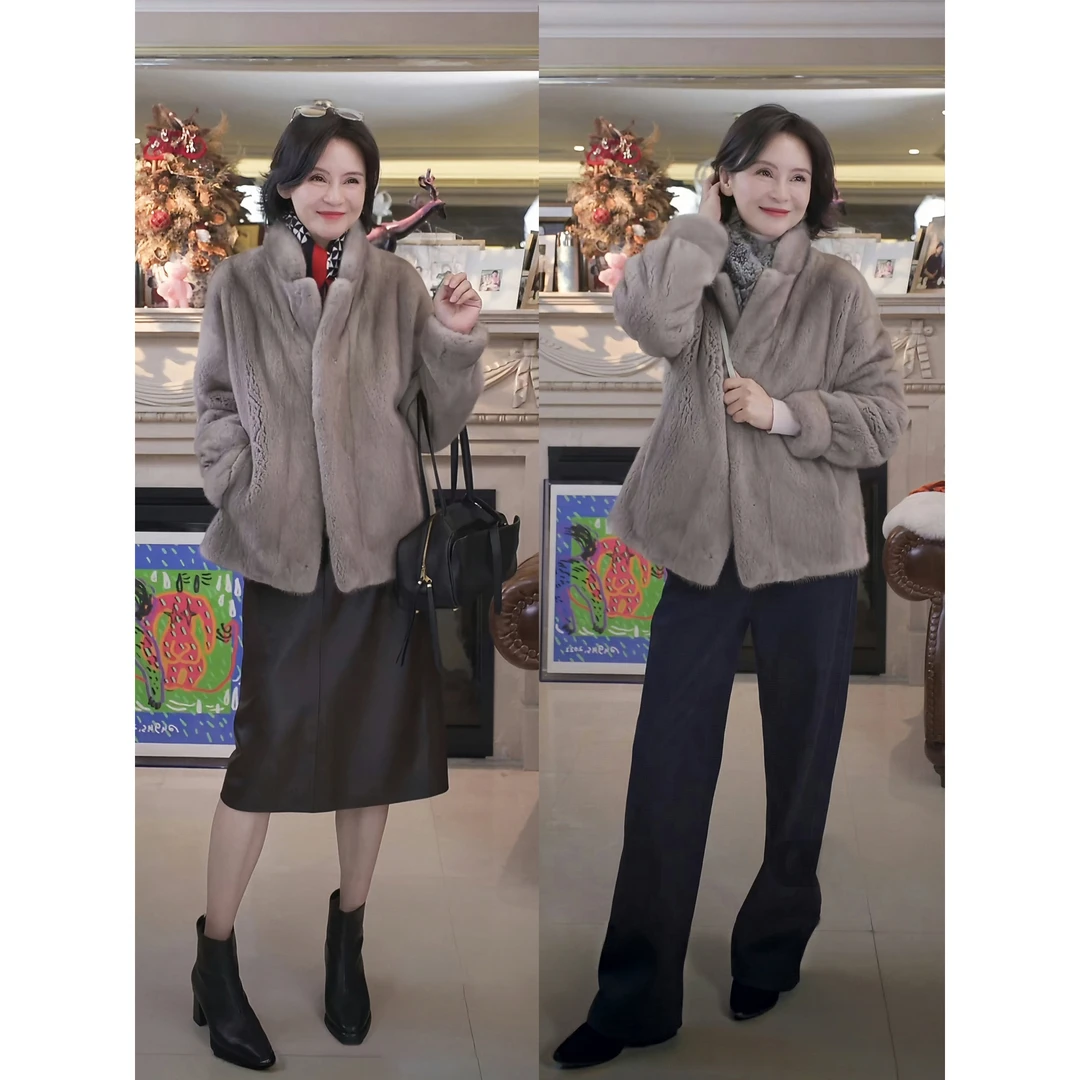 我是摩羯 银蓝水貂 丹麦进口天鹅绒复古保暖秋冬皮草外套大衣