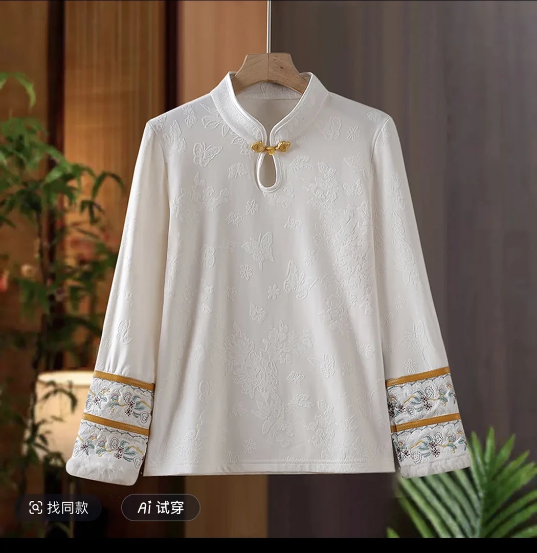 8898新款 国风绣花打底上衣秋冬百搭女装时尚女士