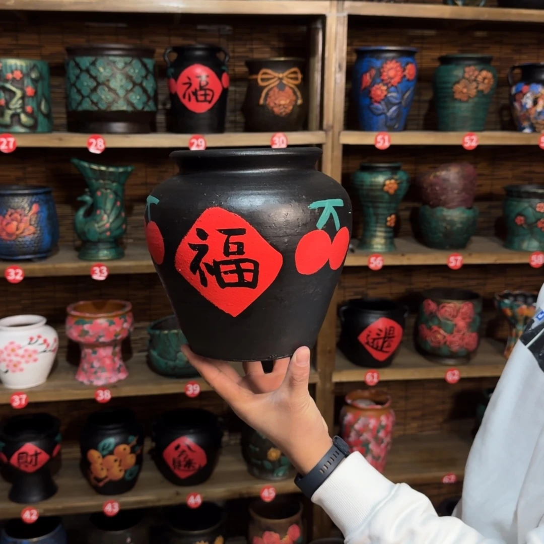 带孔高端浮雕花盆高度口径20*15