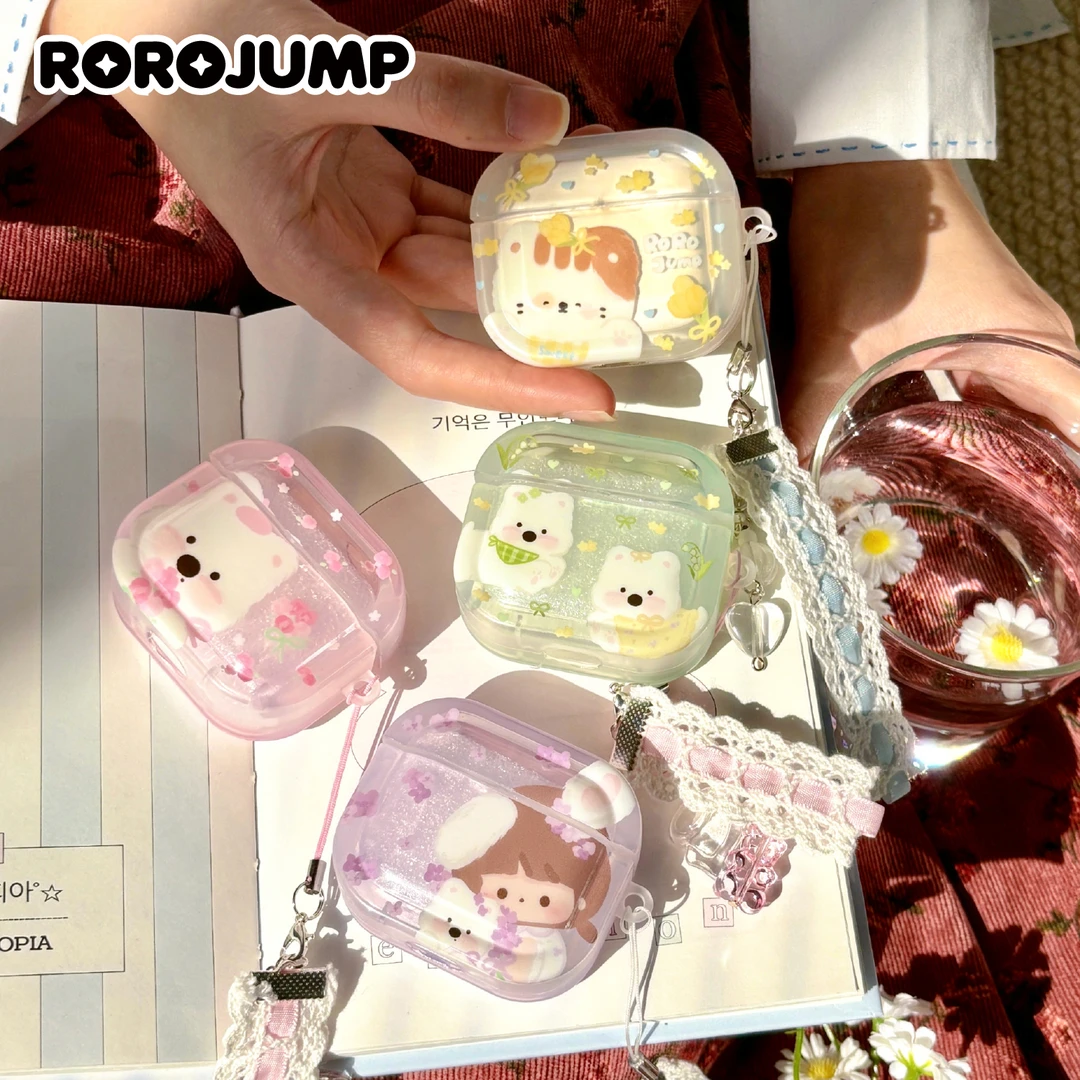 肉肉酱碎花小伙伴系列苹果耳机壳适用airpodspro二代/4保护套卡通