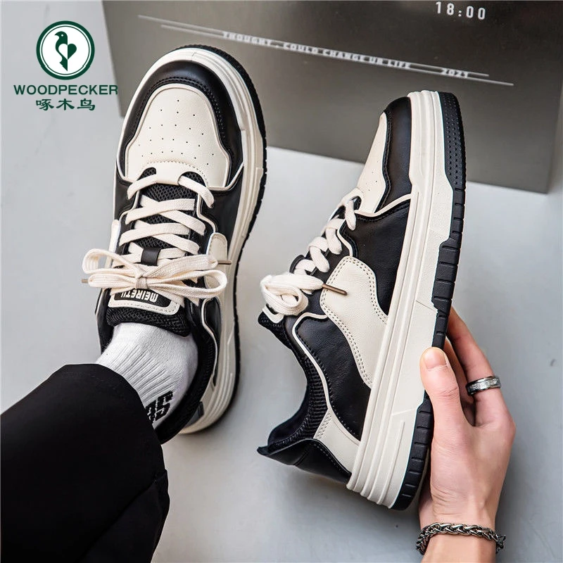 【啄木鸟】正品春秋新款男士鞋ins潮百搭小众学生美式增高厚底板鞋