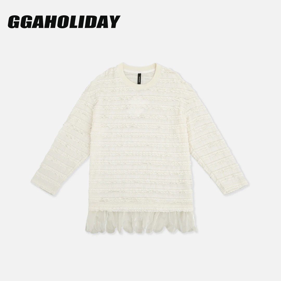 【上新】GGAHOLIDAY设计师时尚休闲宽松洋气打底拼接长袖T恤-153112