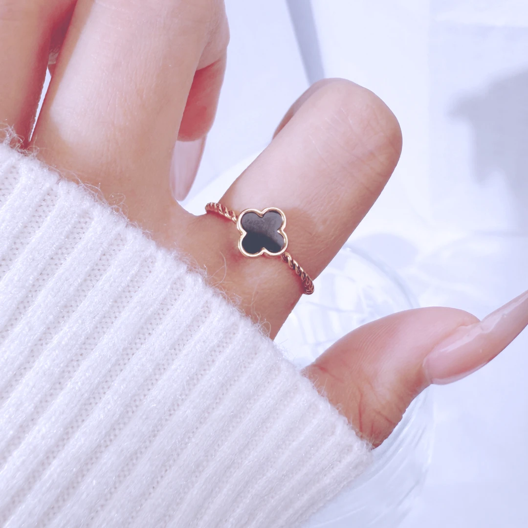 钛钢戒指 气质黑贝麻花高级感指环轻奢时尚百搭小众简约精致