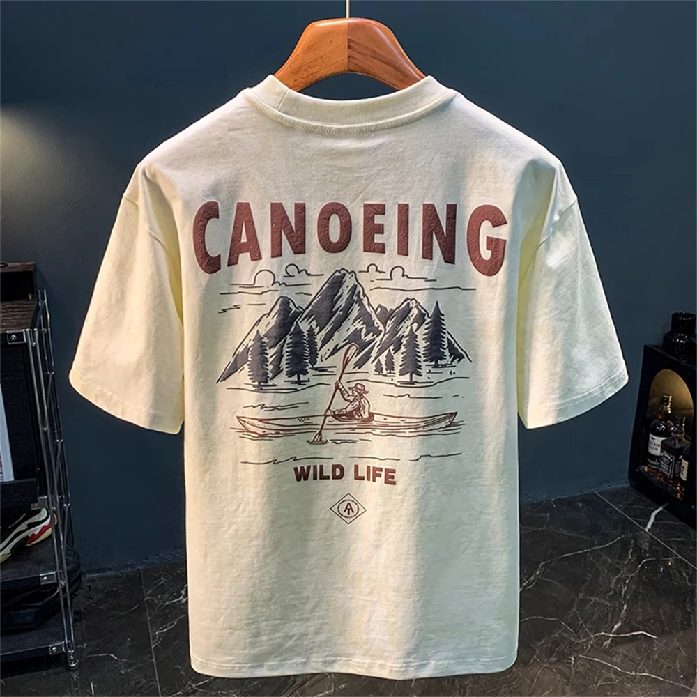 奥特莱斯~外贸清仓美式大码痞帅ins潮纯棉短袖t恤男2025圆领上衣