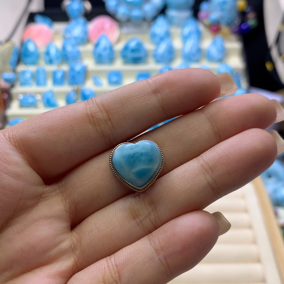 银S925镶嵌针钠钙石（海纹石）颈饰魔盒多用款