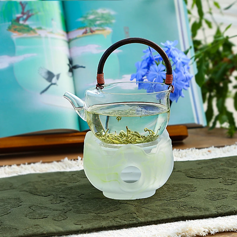 高端复古手工玻璃藤编提梁泡茶碗公道杯绿茶冷泡壶日式小茶壶公杯