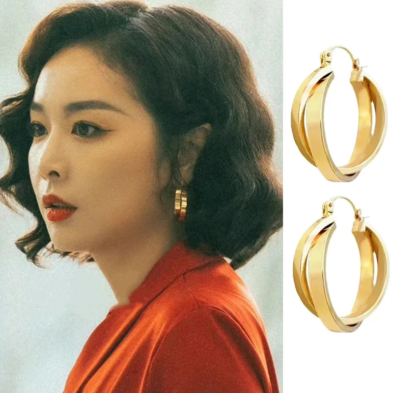 合金耳饰 YIZUN.CHOMEL狂飙大嫂陈书婷同款耳环新款夸张气质耳圈