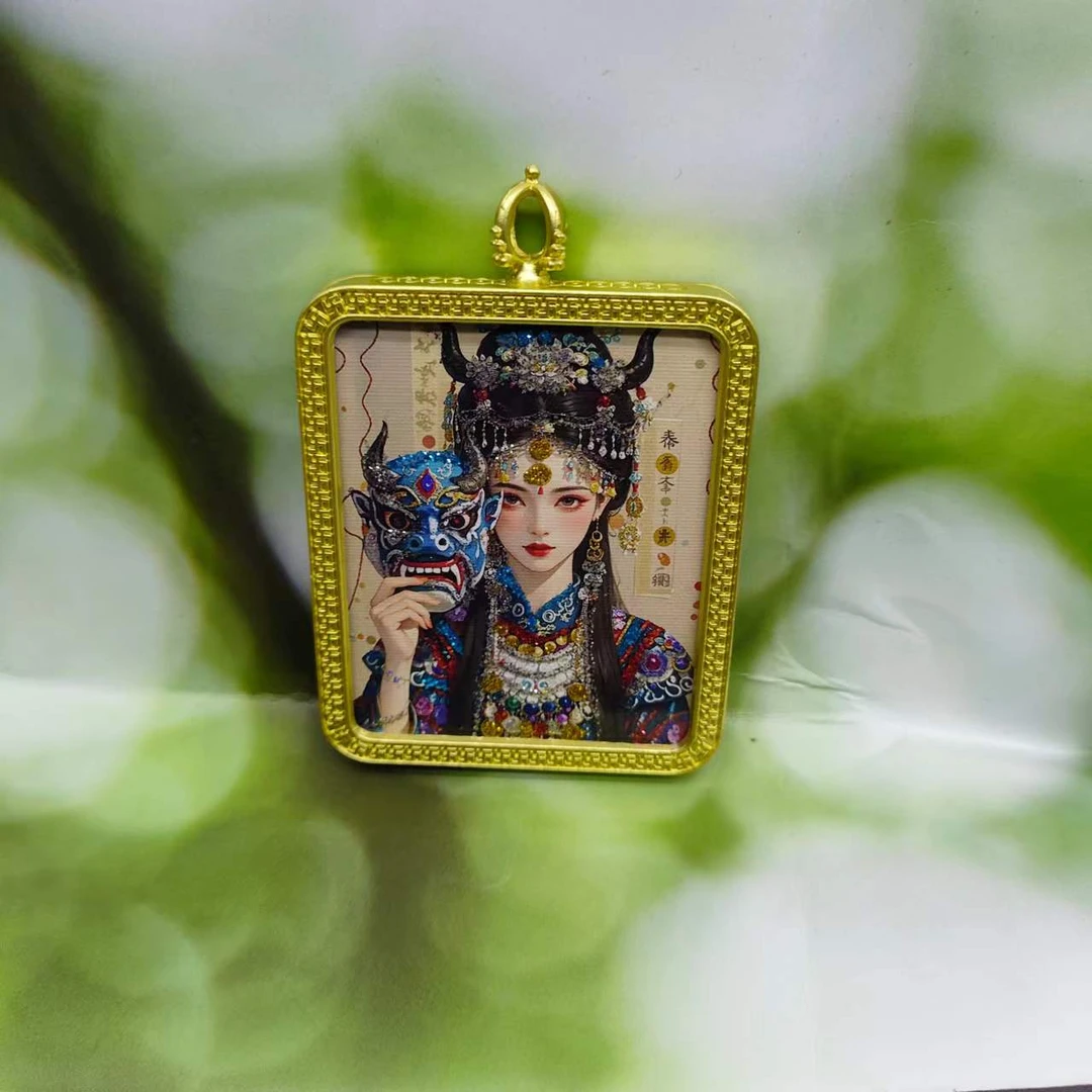 唐卡 手绘彩金  前世今生扎基拉姆吊坠