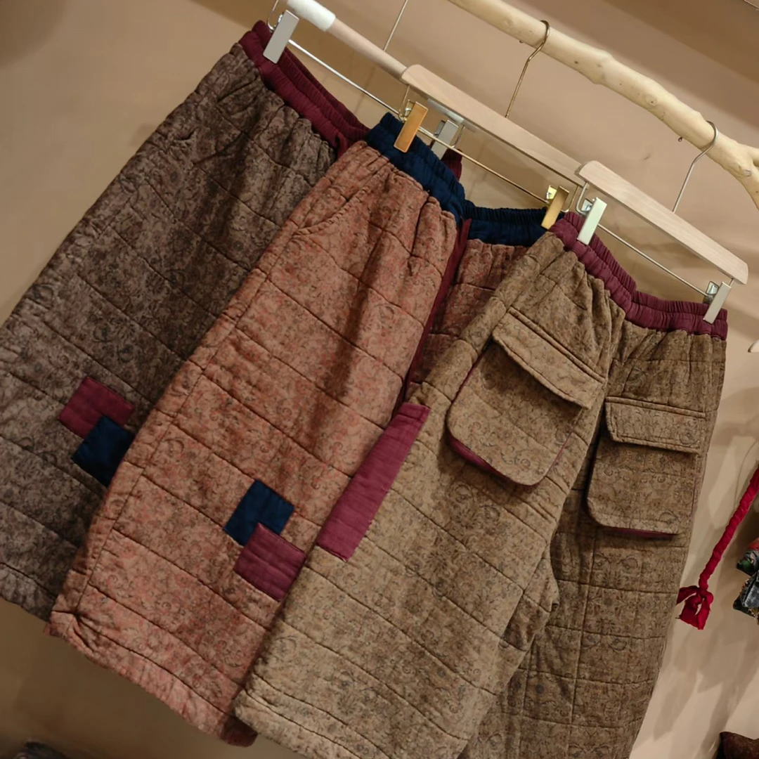 复古花贴布棉靴裤（裤长78腰围3尺3）