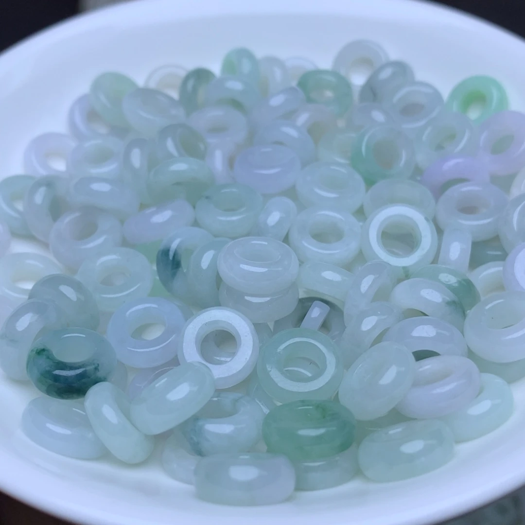 【闪购商品】翡翠手链未镶嵌卡10冰绿白圆环20个