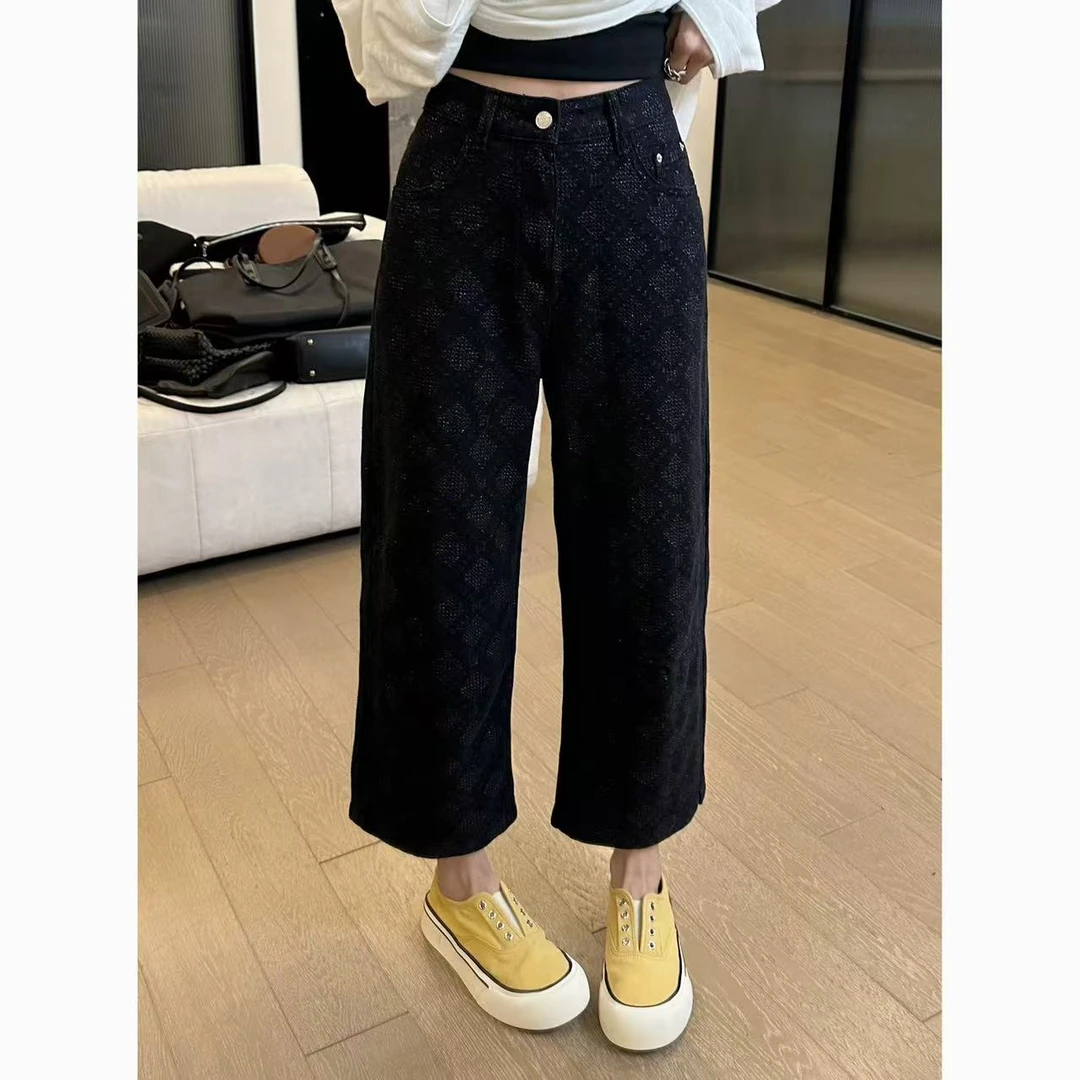 玖了个玖【金线菱格牛仔裤】2025春夏设计感休闲裤 2503C1488