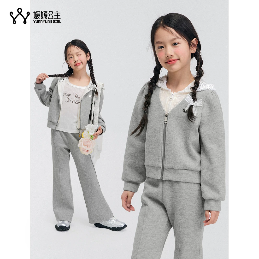 媛媛公主媛2025秋季女中大童气质蕾丝花边套装14450Y493