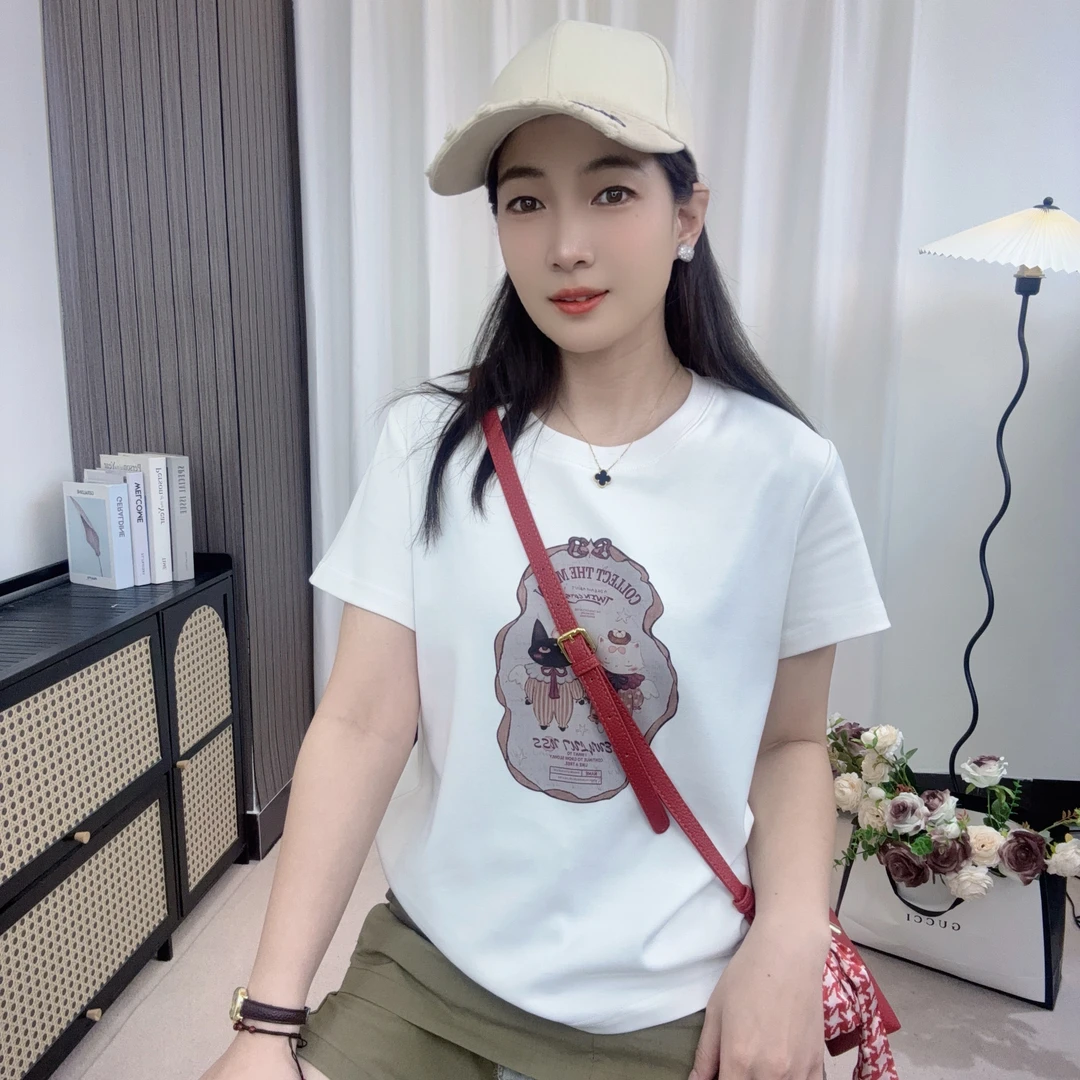 U.Ni【天使猫】夏款正肩圆领T恤棉短袖