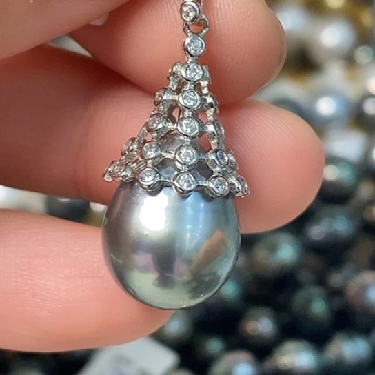 银S925镶嵌海水珍珠颈饰12.56