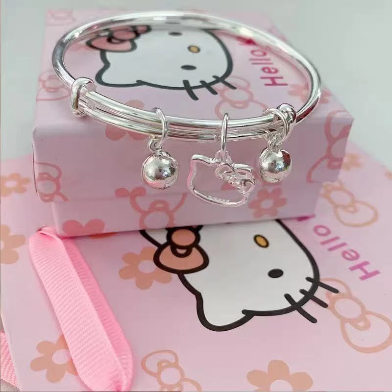 合金手镯 宝藏文创猫铃铛手镯女学生闺蜜光面镯子可爱ins设计礼物