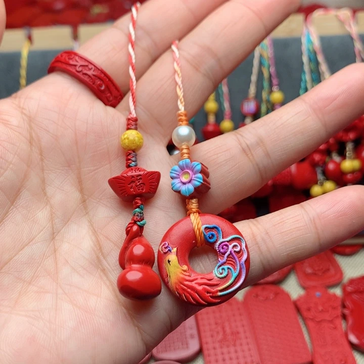 天然辰砂工艺品朱砂手机坠