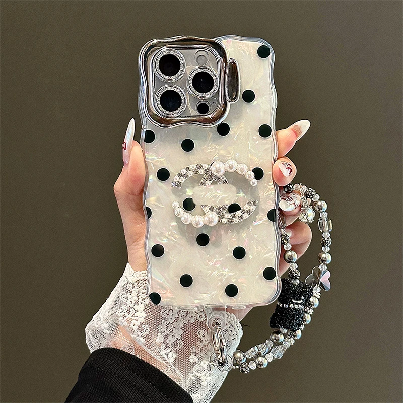 日韩波点贝母带镜头膜支架适用苹果16promax手机壳iphone15/14/13