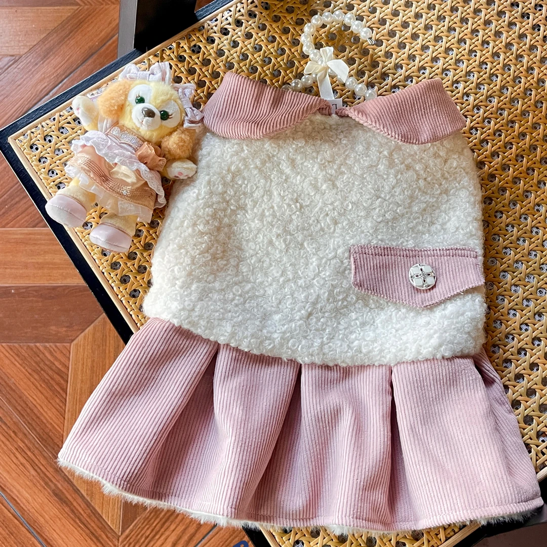 AWangDogg 小香风圈圈尼百褶裙加厚长毛绒保暖外套狗狗秋冬上衣