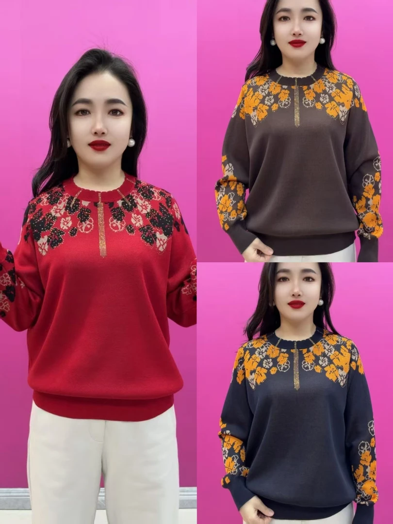 885鑫慧肩花套头针织衫