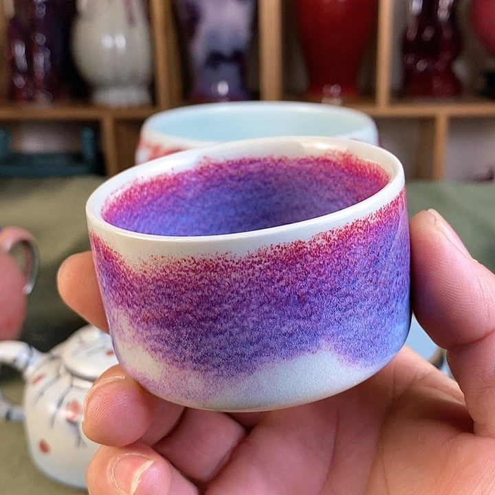 直口杯，玉石釉，全手