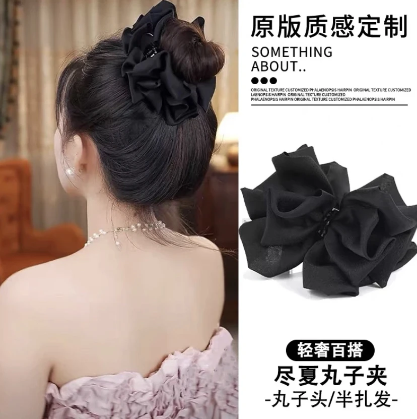2025新款简约百搭高端显发量懒人丸子头抓夹 黑色气质丸子夹W18