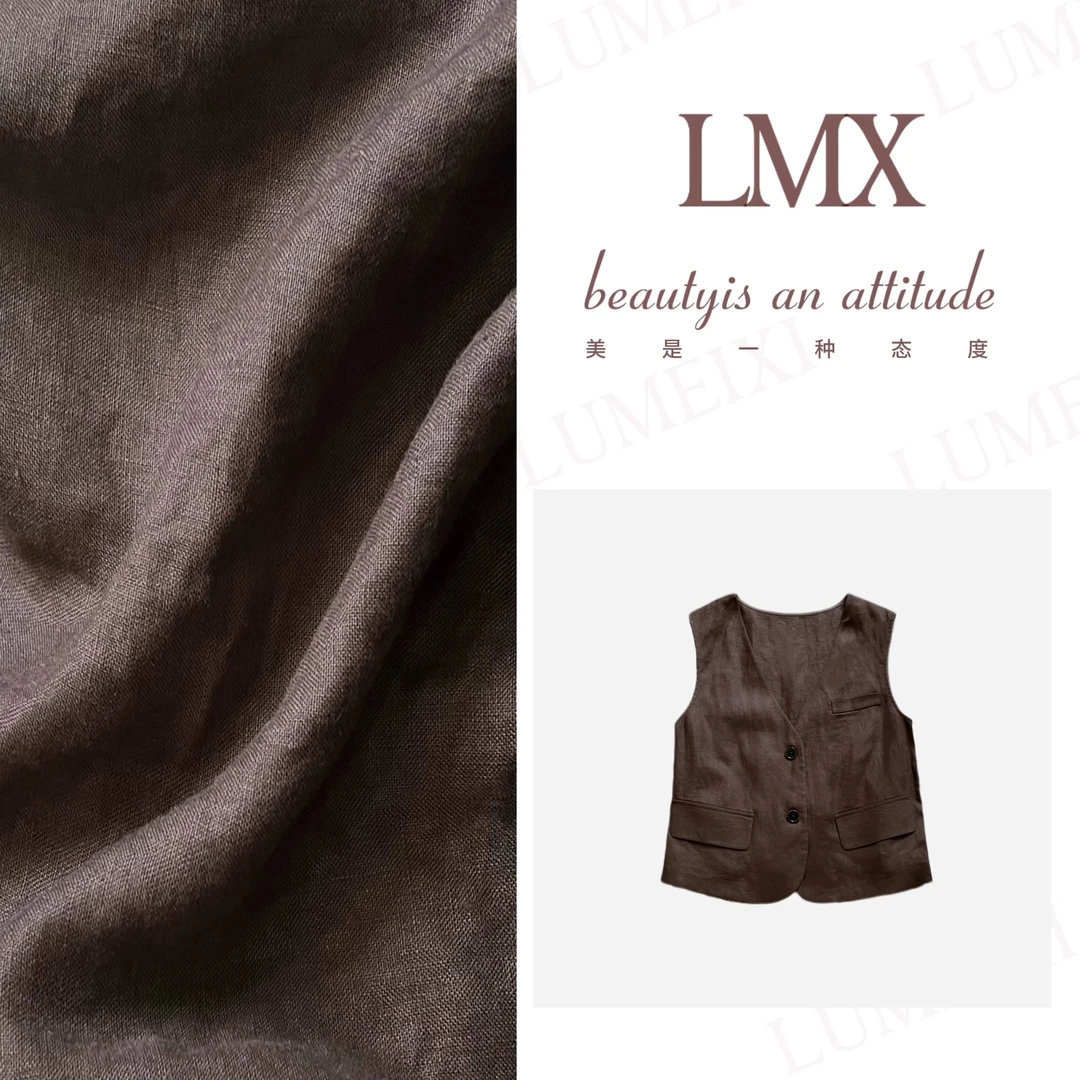 LMXPPJ【调性】2025夏季返璞美学自由漫步式纯色亚麻马甲坎肩MX1393