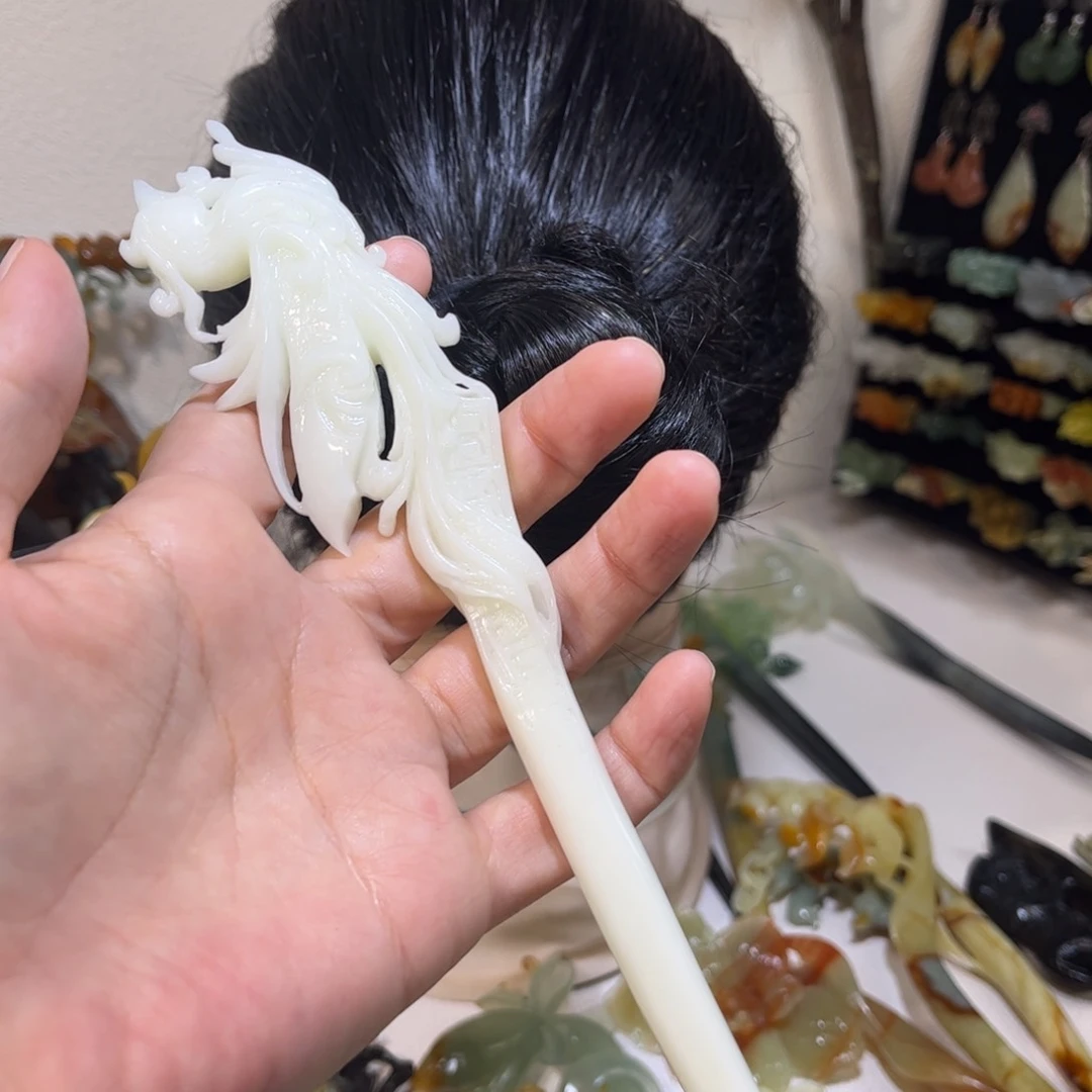 蛇纹石玉发簪合金