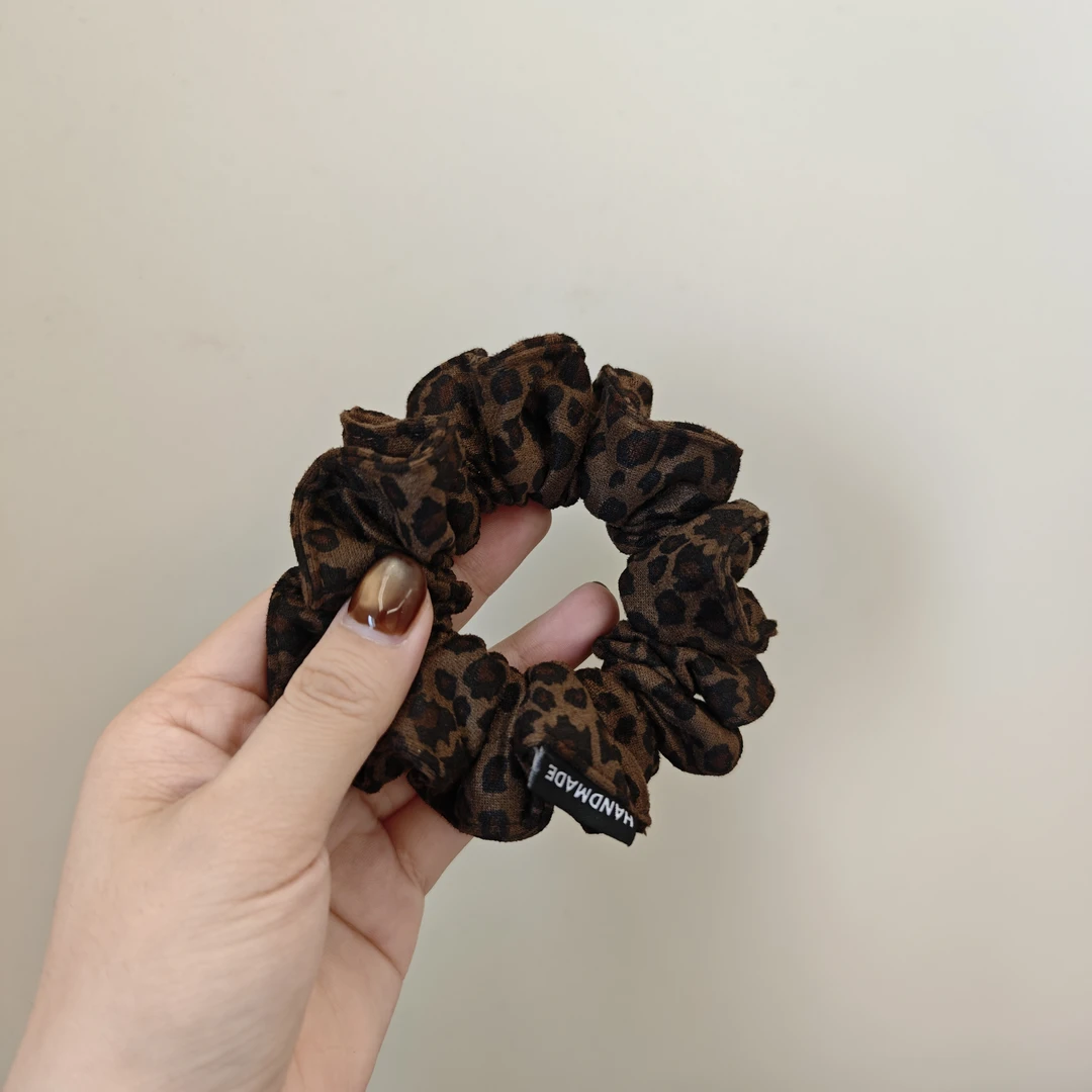 复古布艺豹纹大肠发圈黑色发绳成人感马尾扎头绳气质百搭头饰头花