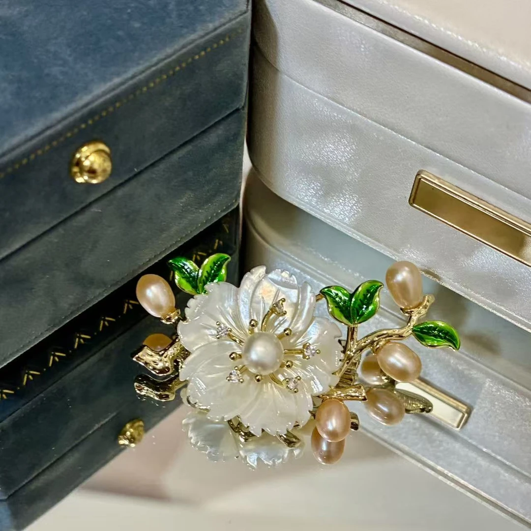合金胸针 【贝珠花朵】简约百搭精致优雅高档春夏时尚胸针3059