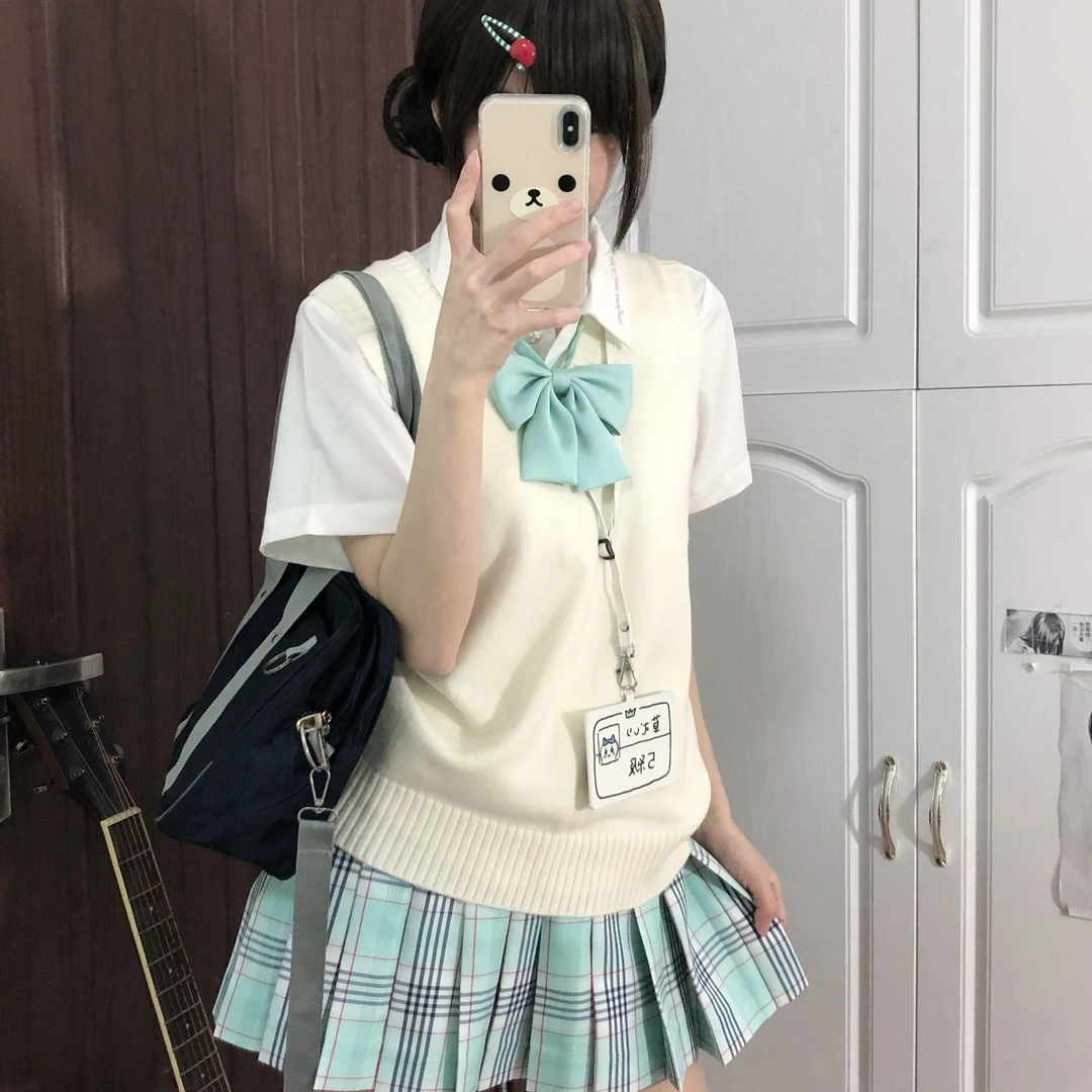 御茶家·現货【正版原创JK·樱桃冰】甜辣妹校供制服套装格裙短裙秋冬
