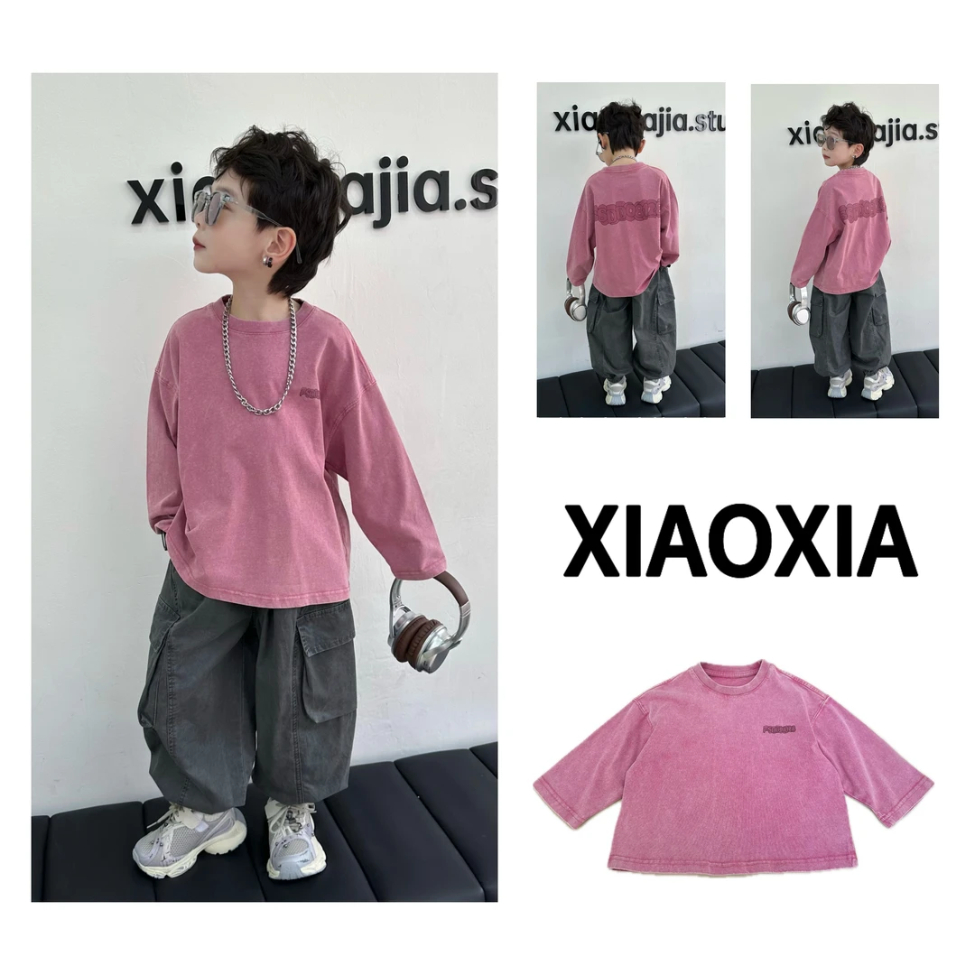 XXJ 1855 元气玫粉【甜酷幻彩】字母炒色T恤