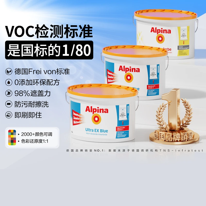 德国阿尔贝娜乳胶漆室内家装进口油漆涂料自喷白色环保墙面漆恩蓓