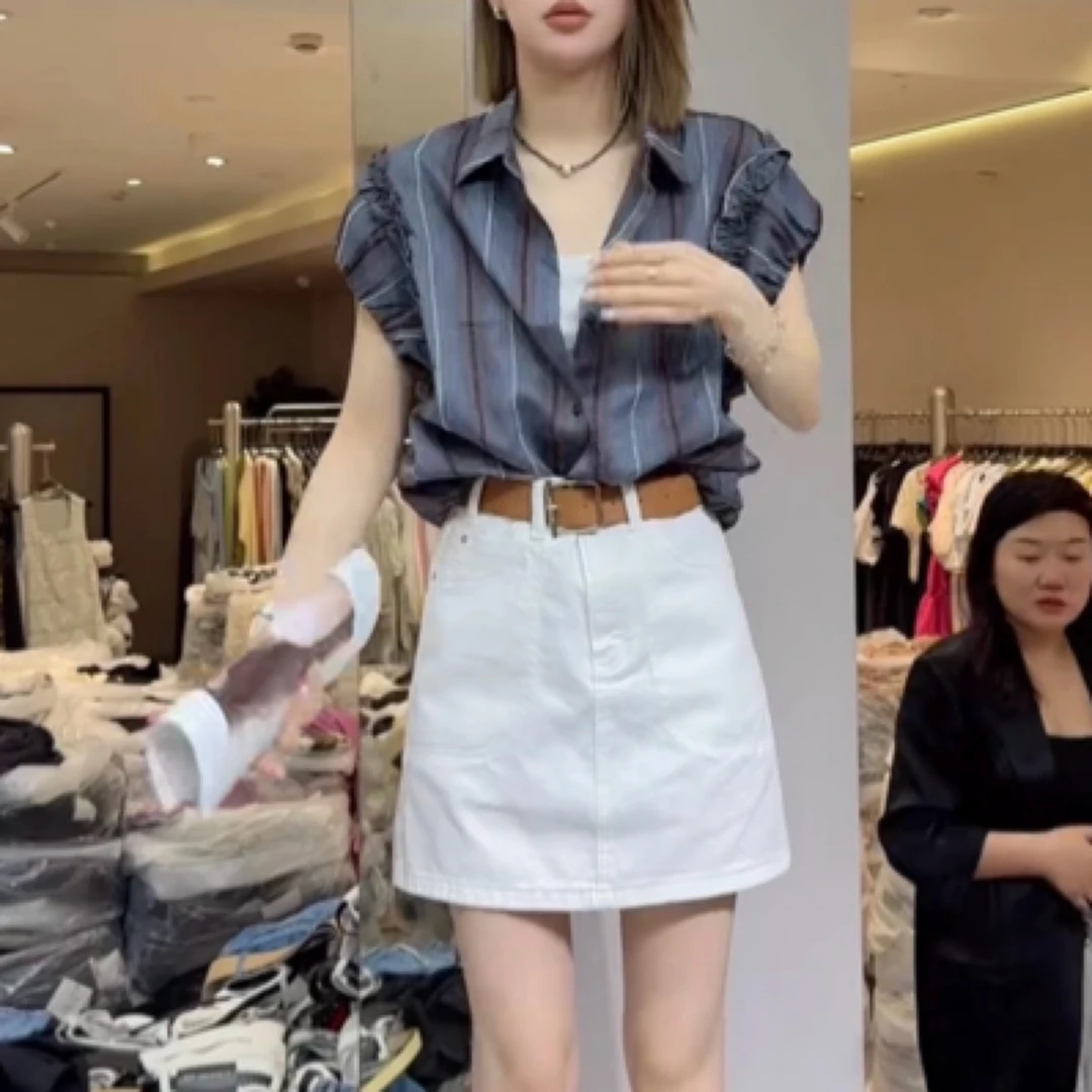 5902衬衣领短款衬衣时尚百搭