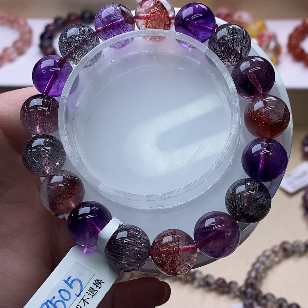 水晶手链未镶嵌黑加侖超七12+m