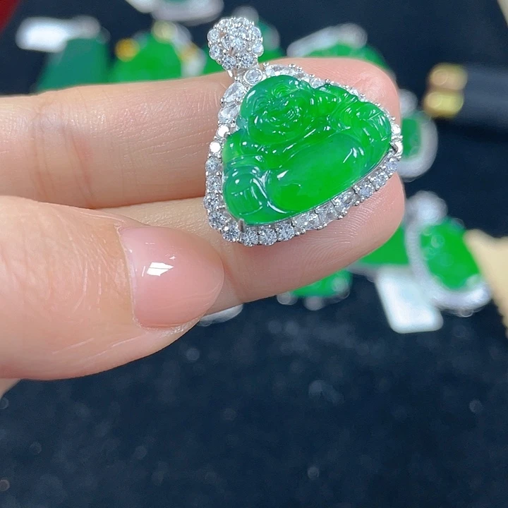 翡翠银S925镶嵌吊坠(不含链)