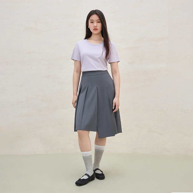 独束大码女装基础简约纯色T恤女多色宽松显瘦上衣25DS82073