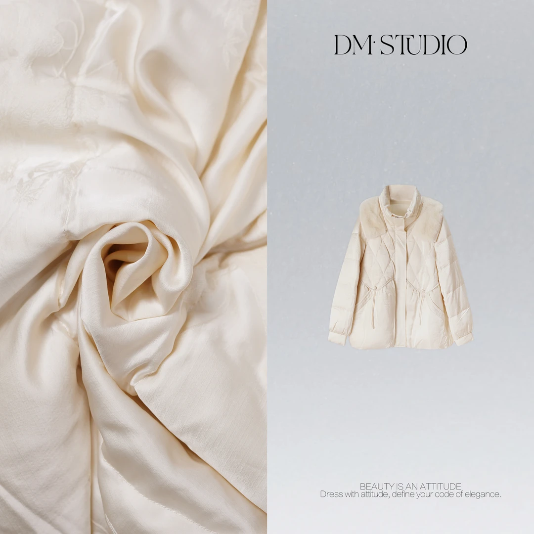 DEDM•STUDIO/静奢气质提花水貂毛领90白鹅绒服2506YRF/89366-1