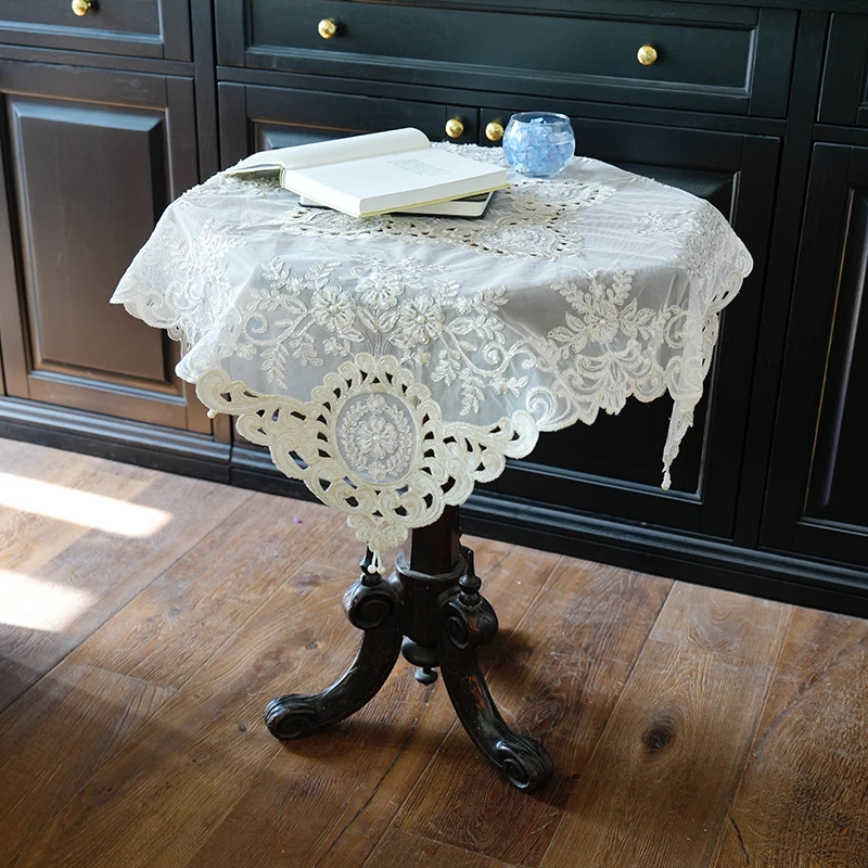 洛可可系列欧式蕾丝手工钉珠桌布
