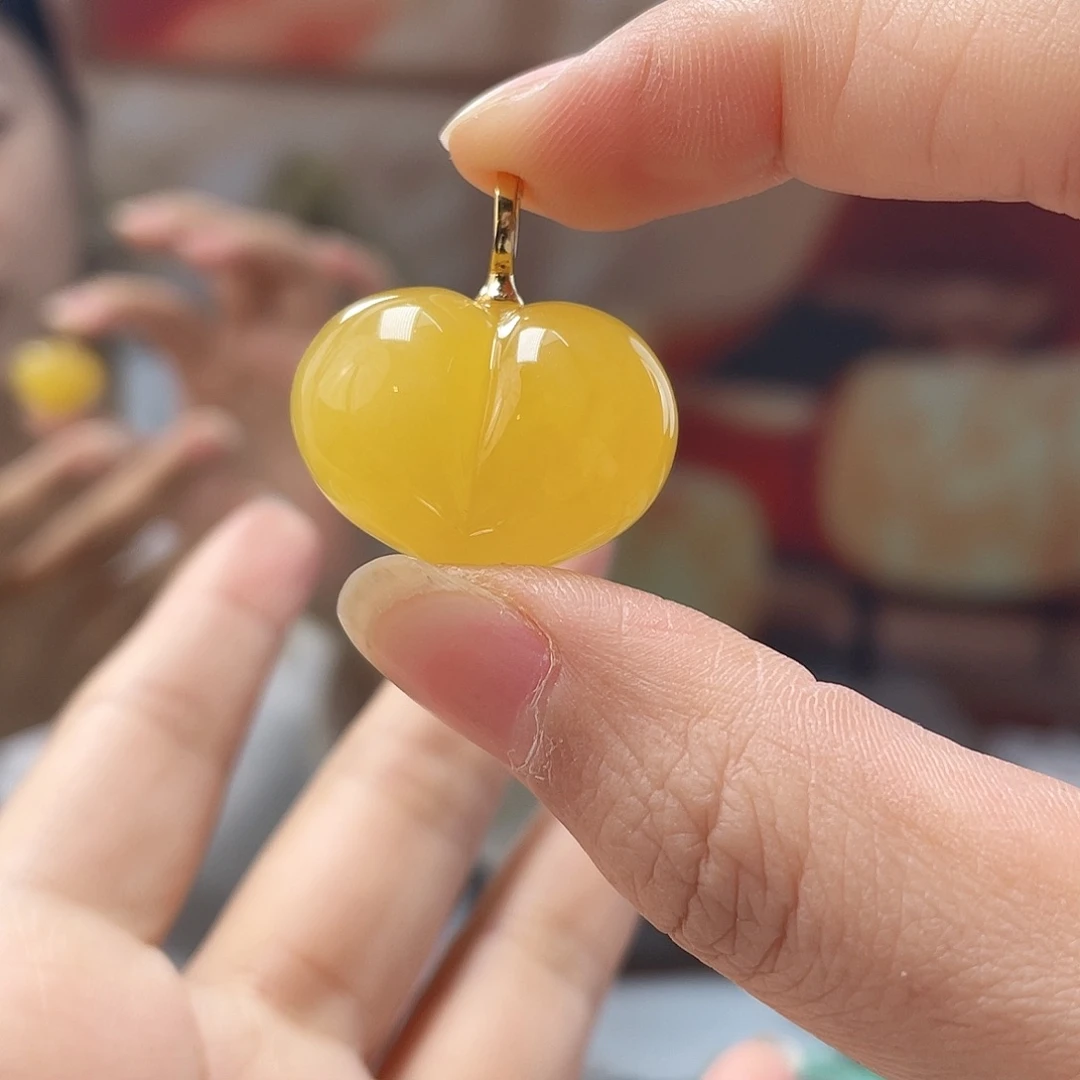 裸石蜜蜡银S925镶嵌蜜蜡吊坠