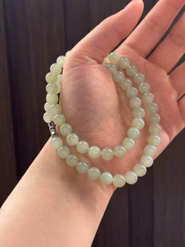 0726WM和田玉青海料晴水妈妈链规格：8mm多样性发其一