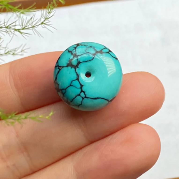 原矿精品绿松石玉化料水草纹网花平安扣面包圈算珠吊坠手串隔珠