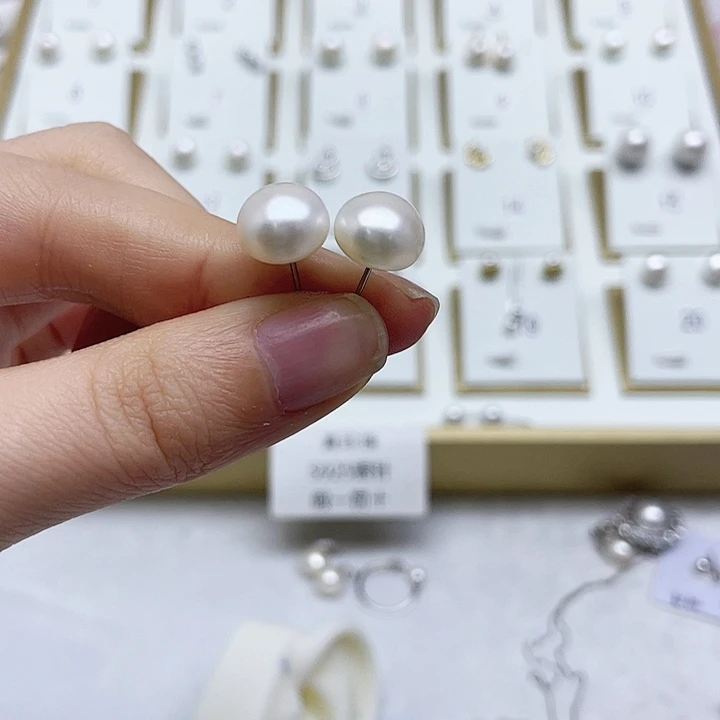 淡水珍珠耳饰银S925镶嵌静****c