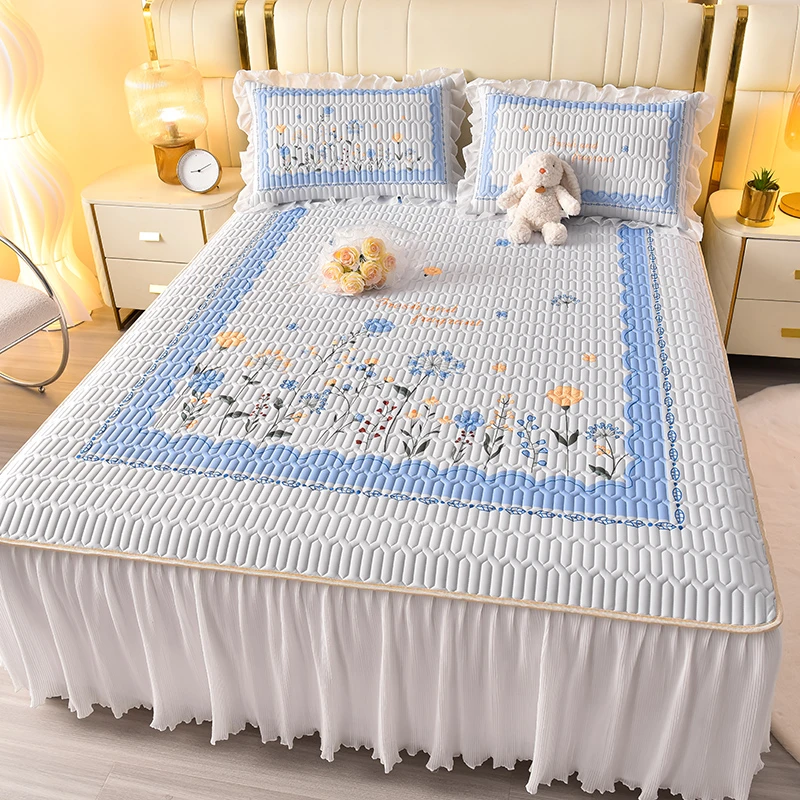 冰丝乳胶凉席床裙款母婴级三件套夏季可机洗软席子2025新款