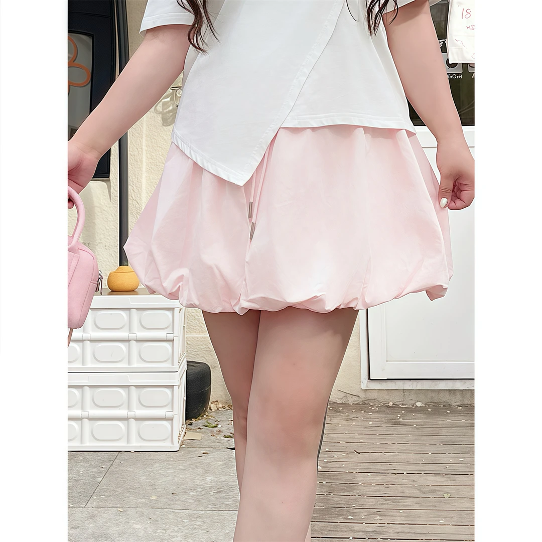 松露可可 / 夏日显瘦高腰花苞短裙4299花契大码200斤胖mm百搭时尚