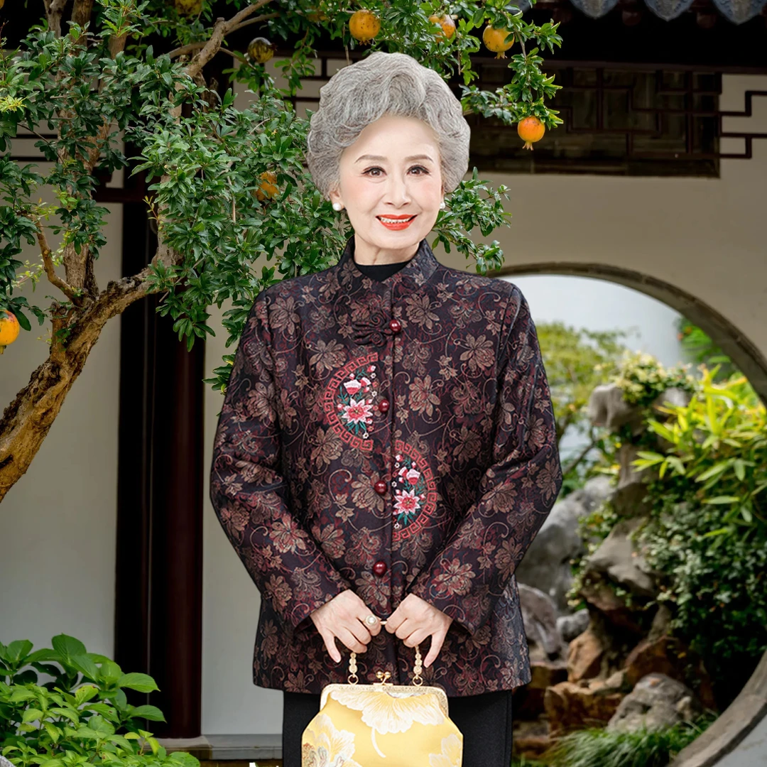 老年人外套女新款奶奶装春秋款开衫上衣60多岁妈妈装秋季宽松夹克