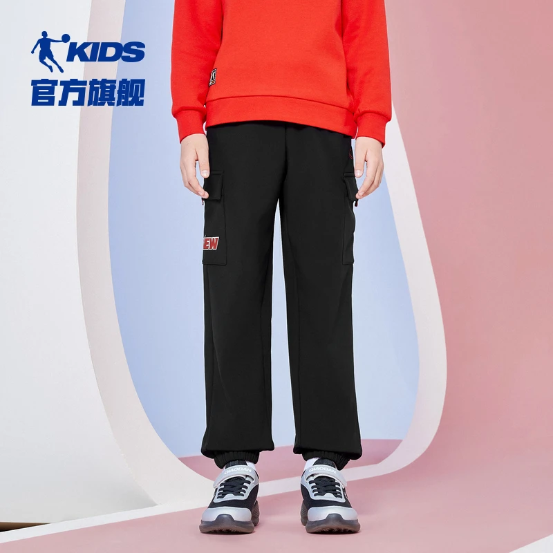 中国乔丹儿童新年长裤线下同款女童休闲裤针织时尚春季宽松秋季